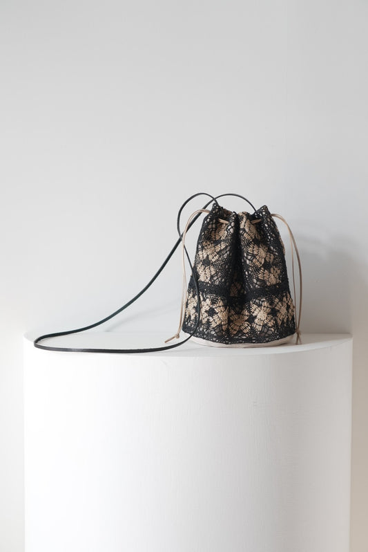 flower washi lace shoulder bag ( black )