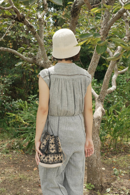 herringbone patch lace jump suit