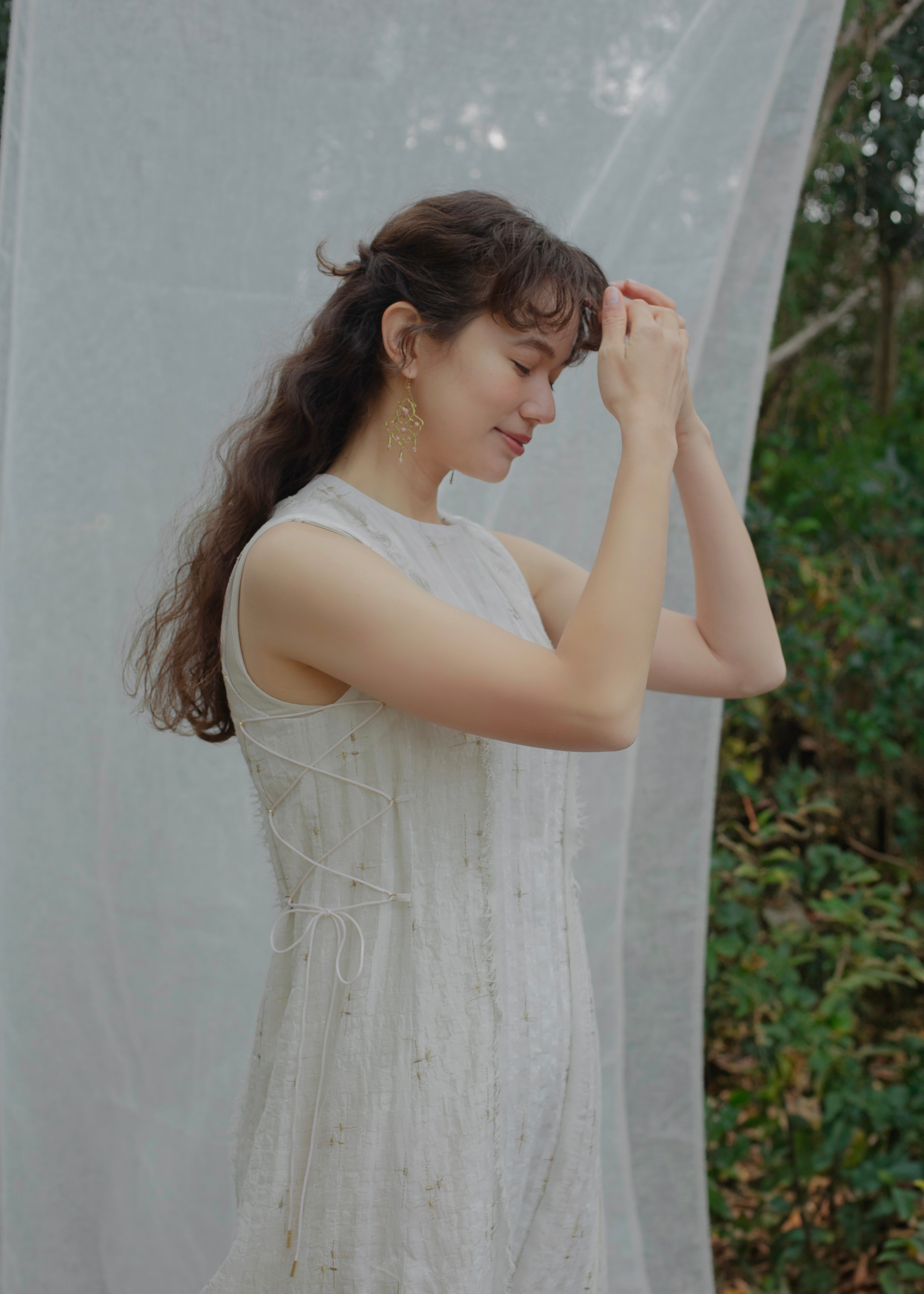 sparkle embroidery dress (white) – nagisa