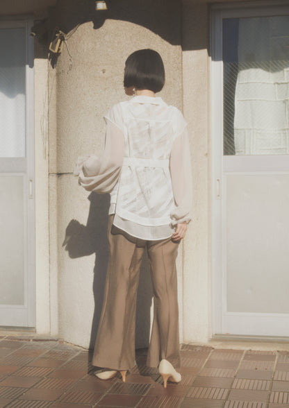 double ribbon sheer pants (brown)