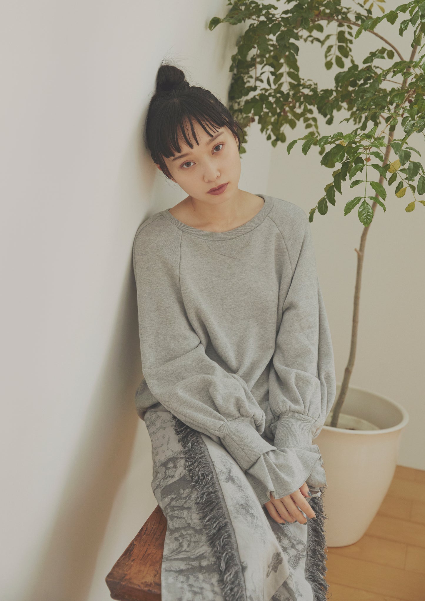 lib band sleeve pullover (gray)