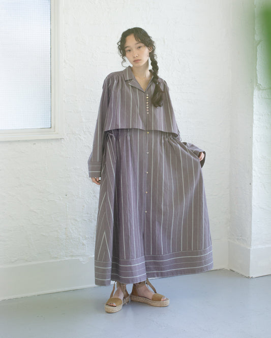 【預購】條紋睡衣罩裙
